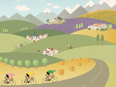Tour de France poster cycling cyclist flowers illustration illustrator lavender mountains tour de france tourdefrance tree vector based