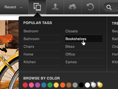 Browse by color colors dropdown fab grey gui icons menu navigation ui website