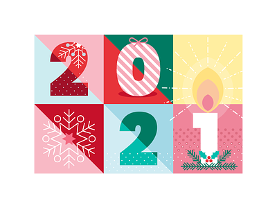 Happy Healthy 2021 🥂 2021 candle christmas holly illustration new year numbers snowflake vector based xmas