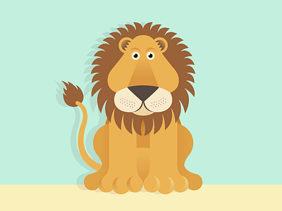 Meow! animal flat illustration illustrator lion minimal symmetrical