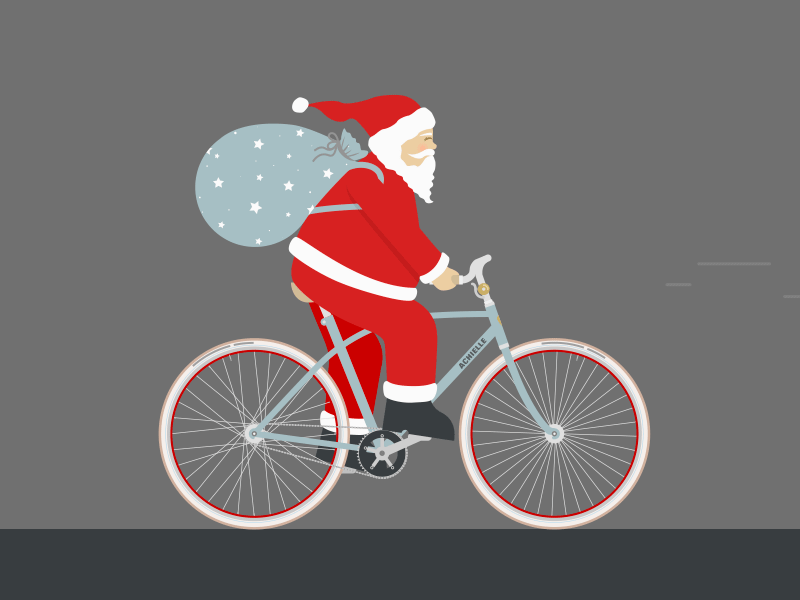 Santa rides in style! animated gif animation bicycle christmas illustration riding santa
