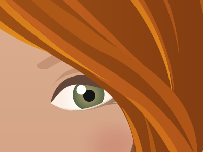 I have an eye on you brown curves eye face green hair illustration vector illustration