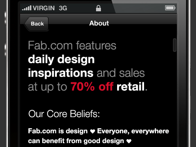 Fab.com is design black fab grey gui helvetica neue icon iphone shop white