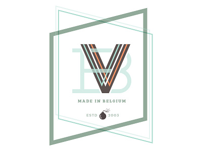 V bomb geometric label logo