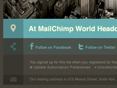 wavy newsletter waves helvetica teal yellow brown icons minimal cream mailchimp email