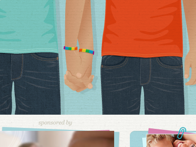 Holding hands arms body gay gradient hands header header illustration illustration jeans orange pants rainbow skin teal texture
