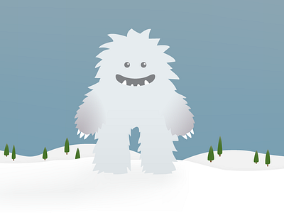 Yeti 2d abominable snowman illustration snow trees vector winter yeti