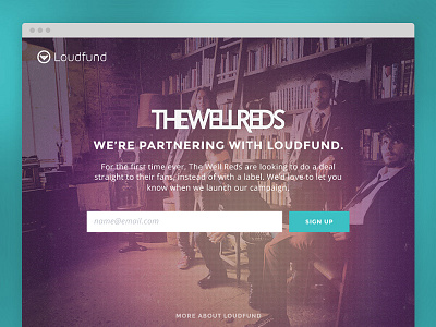 Loudfund Hype Page cover photo email signup landing page simple web