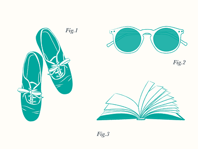 Summer Field Guide Illustrations book illustration shoes summer sunglasses