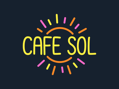 Cafe Sol lettering neon sol sun