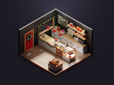 Christmas Bakery - 3D Isometric Rendering