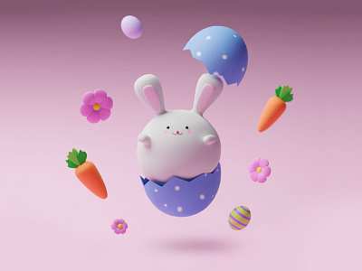 3D Easter Bunny 3d 3d art 3d bunny 3d easter 3d illustration 3dblender blender bunny easter easter 3d