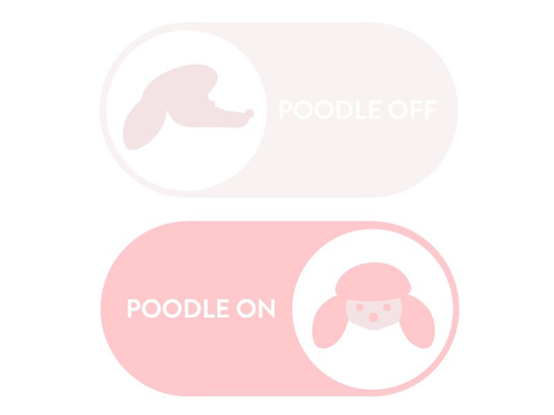 Poodle Switch 2d animation animation app design button gif off on on off pink poodle switch ui design