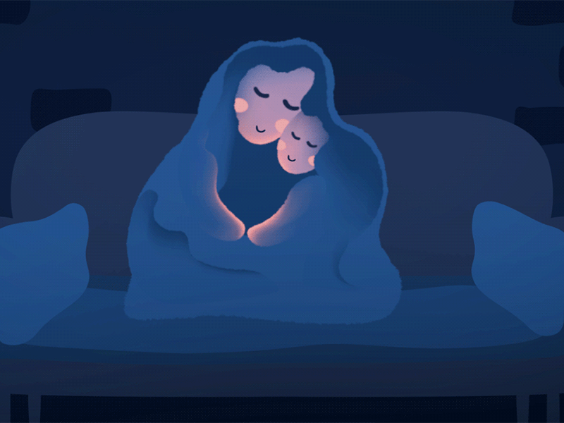 Mother and Child 2d animation animation cuddling design gif illustration mother and child motion design motion illustration road home