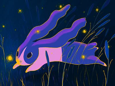 Midnight Adventures bunny digital drawing firefly illustration ipad midnight procreate rabbit sketch whisp