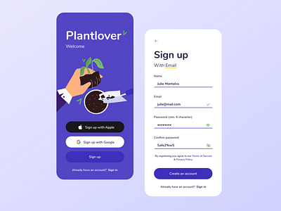 Sign up Plantlover design ui designer figma signup