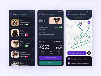 Pet Location Tracker 📍 app branding darkmode design designer figma pet tracker tracking app ui uidesign ux