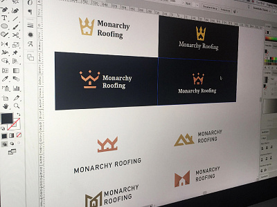Monarchy Roofing design exploration house letter logo m roof