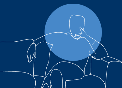 Man on the Sofa blue outline