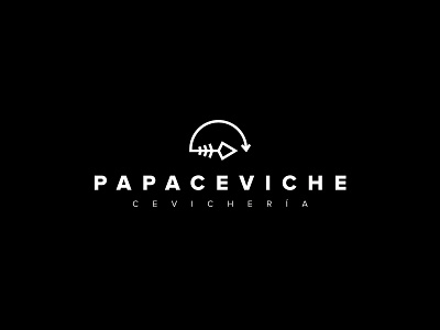 Papaceviche - Cevichería black ceviche fish icon logo ocean sea white