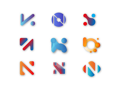 logo collection N branding gradient graphic design illustrator logo