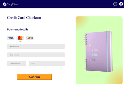 Credit card checkout page