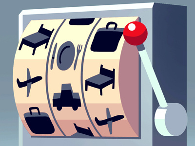 Travel Slot Machine design editorial illustration nytimes vector