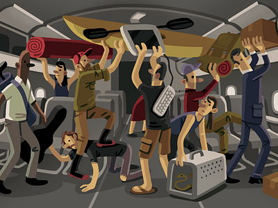 Overhead Bins design editorial illustration nytimes vector