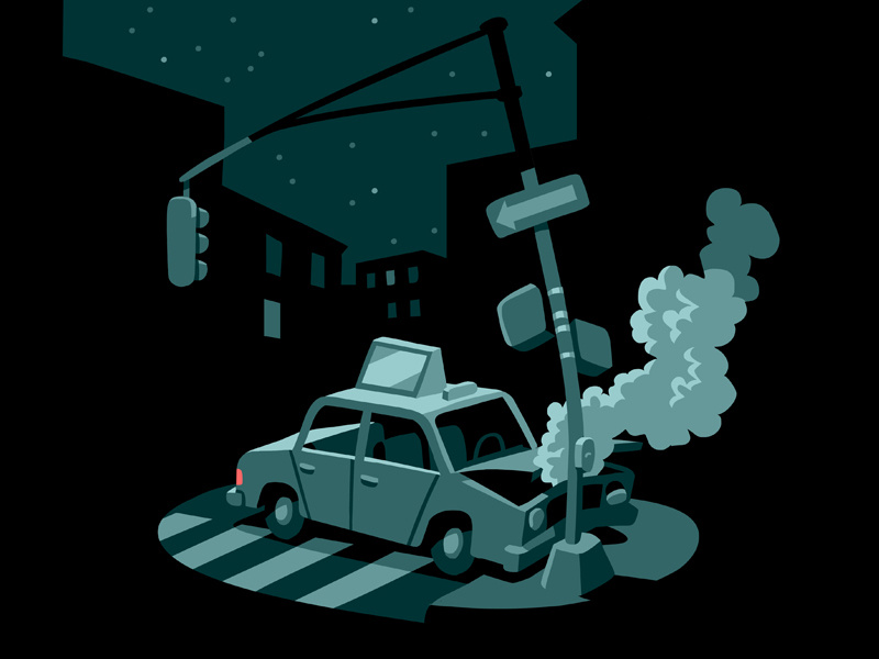 Single Car Accident illustration noirvember vector