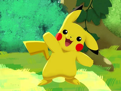 Pikachu!! digital painting fan art light painted painting pikachu pokemon