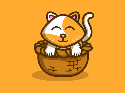 Cat in a Basket basket cool cute cute animals design illustration kitty lineart linework new orange paws unused vector