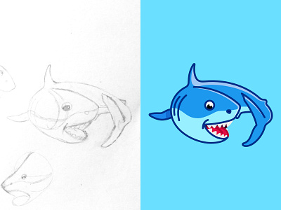 Shark Dribbble animals blue character drawing illustration new shark sketch