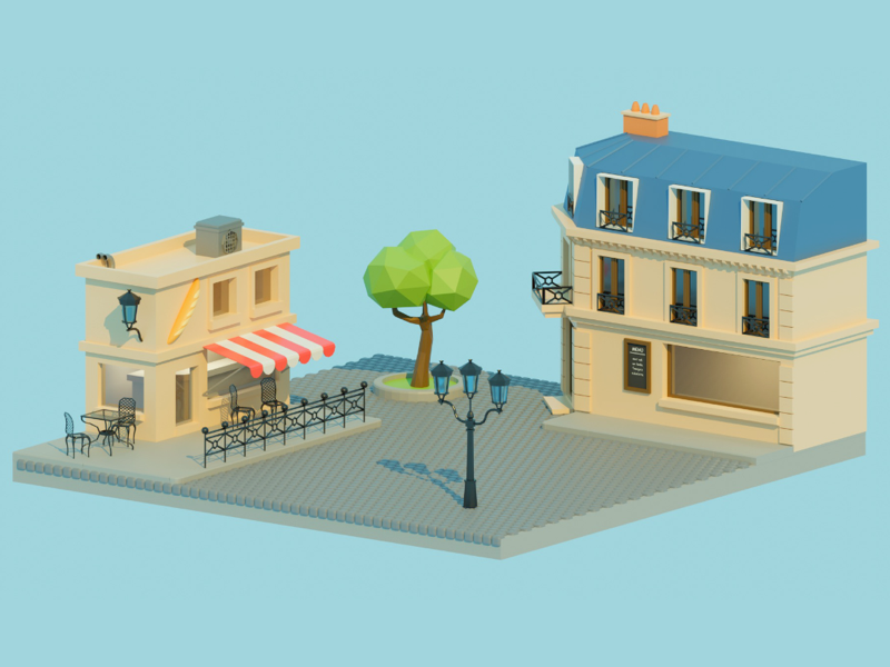 Paris lamp post tower eiffel blender france paris 3d