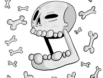 skull and bone and bone and bone and...... bone bones branding cartoon character funny graphic design graphics grey illustration scary skeleton skull spooky