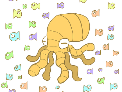 heptapus branding cartoon character character design design fish funny graphic design illustration ocean octopus sea water