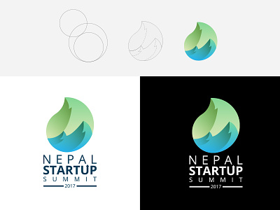 Leaf + Mountain Logomark leaf logomark mountain nepal plant startup summit