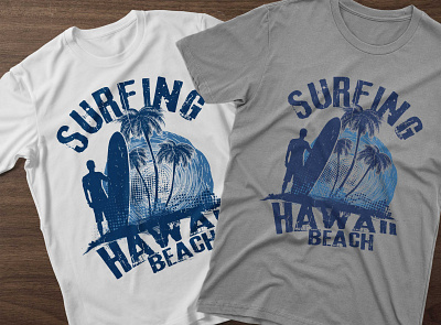 Surfing Hawaii Beach Summer T-shirt Design design graphic design hawaii hawaii summer illustration logo summer beach summer paradise summer shirt summer vacation surf board t shirt tshirt design vector