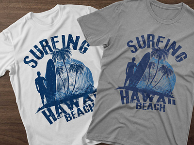 Surfing Hawaii Beach Summer T-shirt Design