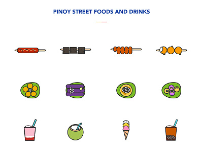 Pinoy Street Foods and Drinks Icon Set icon set illustration street food visual design