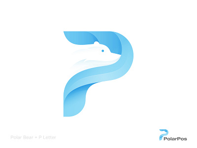 Polar Bear & P letter logo branding graphic design logo p icon p latter logo p logo polar bear p letter logo