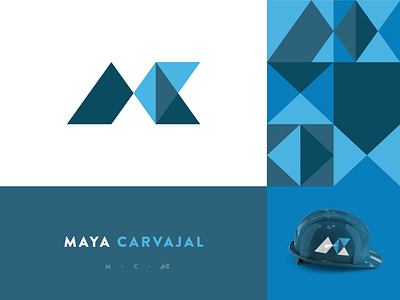 Maya Carvajal architecture blue brand branding company construction design geometric idenity logo monogram monterrey mty méxico pattern studio symbol