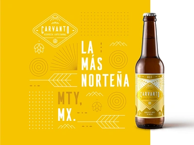 Carvanto Label - Ale artesanal beer bottles brand branding cerveza craft craftbeer hill identity label logo mexico monterrey mountain mty packaging pattern