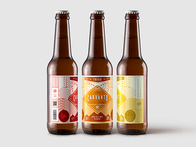 Carvanto Label artesanal bottles brand branding cerveza craft craft beer craftbeer hill icon identity illustration label logo mexico monterrey mountain packaging pattern sun