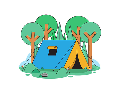Let's go camping! camping forest illustration tent tree