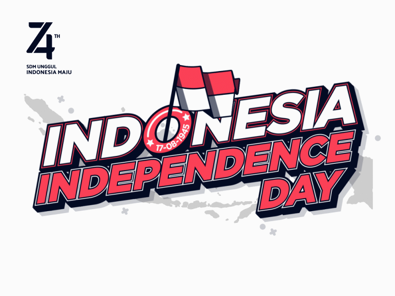74th Indonesia 2d animation animation fireworks flag independence independence day looping loopinggif maps modern red text white