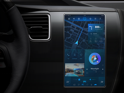 Vehicle os automotive car cluster dashboard interaction map navigation start ui ux