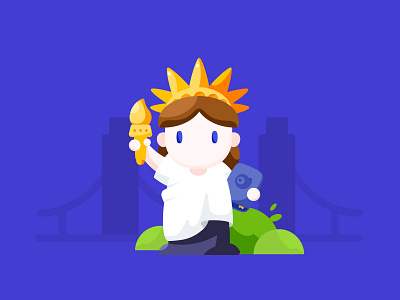 Statue of Liberty 2.5d illustration statue of liberty ui 听 插图 插画 教育