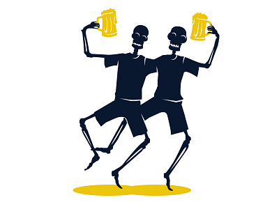 Last Night's Drink art beer charity editorial friends help illustration shadow skeleton world yellow