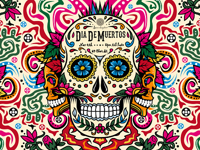 Dia De Muertos Party Invite day of the dead dia de muertos invite leaves mexico party roses skeleton