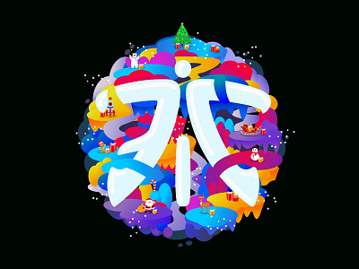 Fnatic Xmas Ball 2d ball chritsmas esports flat fnatic gaming gradient graphic design holiday illustration xmas